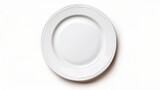 Fototapeta Do akwarium - View from above of an empty plate on a white background.