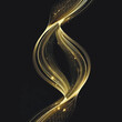 3d gold glittery flowing lines glowing abstract pattern background illustration with wavy flow lines. Beautiful flying lines and glitters ornate luxury surface backdrop. Grunge ornate shiny texture