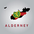 Alderney country map with flag	