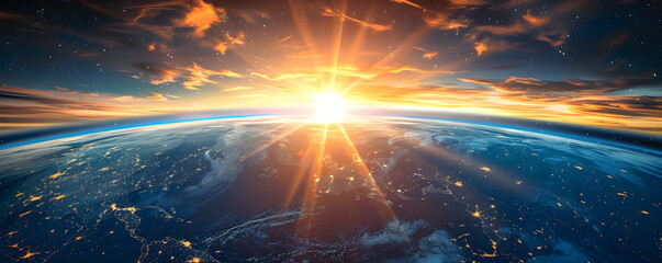 sunrise over earth in space illustration depicting the beauty and magnificence of the natural wonder