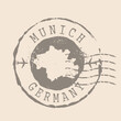 Stamp Postal of Munich. Map Silhouette rubber Seal.  Design Retro Travel. Seal  Map of Munich is city of  Germany grunge  for your design.  EPS10