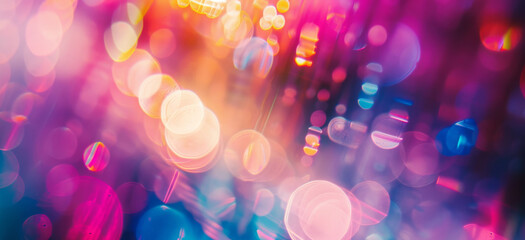 Wall Mural - Abstract blur bokeh banner background. Light blue, purple,orange, pink bokeh colors background