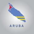 Aruba country map with flag	