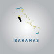 Bahamas country map with flag	