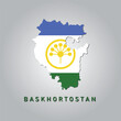 Baskhortostan country map with flag	