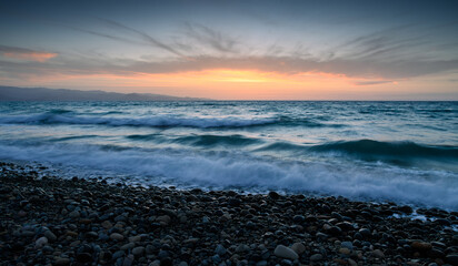 Wall Mural - the blue hour over the sunset in the meditereanen sea 2