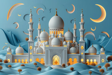 Wall Mural - Eid Mubarak poster with beutiful concept-1