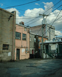 Fototapeta  - Scene behind some buildings in Mount Airy, North Carolina