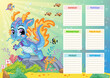 Kids school schedule weekly planner with water dragon vector