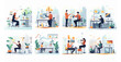 © Pickoloh - Set people working hard in the office in flat style design.