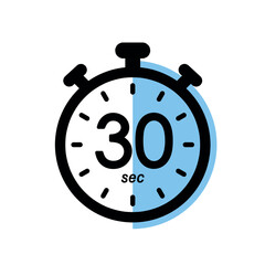 thirty seconds stopwatch icon, timer symbol, 30 sec waiting time vector illustration