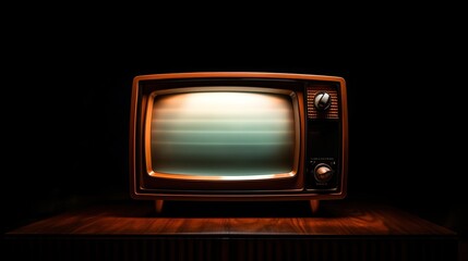 Old vintage television or tv on wooden table isolated on a white background.