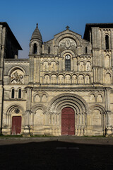 Poster - Roman Catholic abbey church of the Holy Cross (Eglise Sainte-Croix) built in the late XI - early XII centuries. Bordeaux, Aquitaine, France.