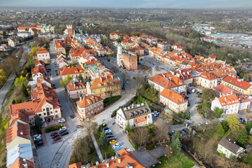 Wall Mural - Aerial view on old town of Sandomierz at spring time.