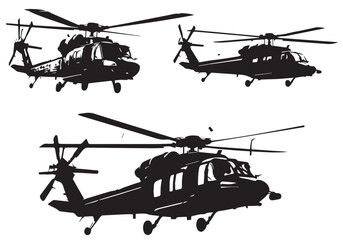 helicopter silhouette in black isolated on white background