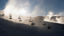Chair Lifts On The Ski Slopes
