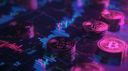 Poster - Cryptocurrency trading concept with bitcoin