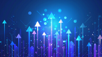 Poster - Ascending financial arrows on blue background