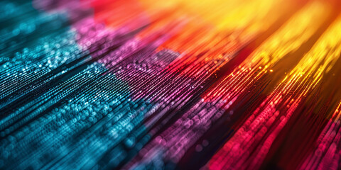 Wall Mural - bright textile threads with a rainbow pattern as an abstract background. the colors are bright and r