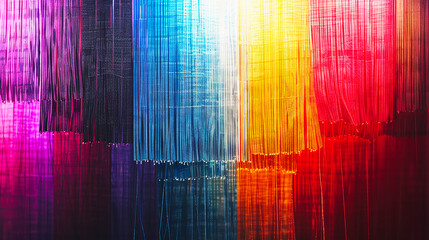 Wall Mural - bright textile threads with a rainbow pattern as an abstract background. the colors are bright and r