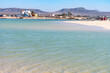 West coast of Fuerteventura island. Winter sea and sun vacation in El Cotillo touristic village, Canary islands, Spain. White sandy beach La Concha..