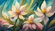 Pintura flores tonos pasteles efecto pinceladas