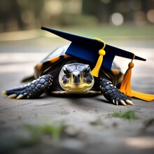 A Turtle Wearing A Graduation Cap And Holding A Diploma1