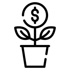 Canvas Print - Money Plant Line Icon