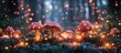 Enchanted Bokeh Blur Glowing Woodland Fairy Circle in the Magical Dark