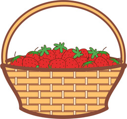 Wall Mural - strawberry fruit basket illustration