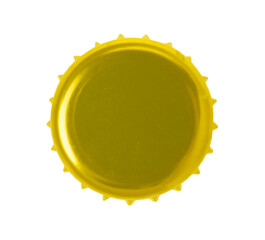 Canvas Print - One golden beer bottle cap isolated on white, top view