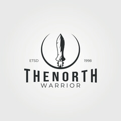 Wall Mural - the north warrior spear logo icon vector vintage illustration, ancient spear logo