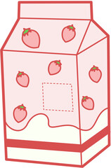 Wall Mural - strawberry milk cute box pastel vector