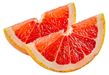 Wall Mural - Two slices of grapefruit are cut in half, cut out - stock png.