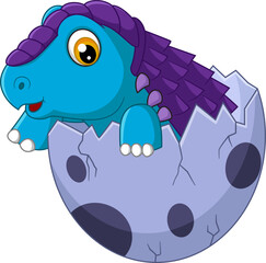 Sticker - Cartoon baby nadosaurus hatching from egg