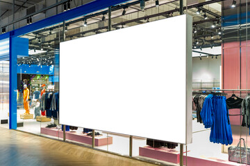 Mockup horizontal blank LED billboard or lightbox at fashion clothes shop