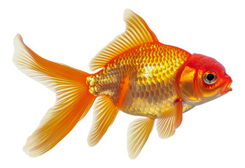 Wall Mural - A gold and red fish swimming in a tank, cut out - stock png.