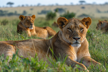 Wall Mural - lioness in serengeti