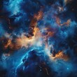 A digital artwork of a blue and orange nebula illustrating cosmic beauty