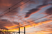 Sunset Skies And Urban Lines