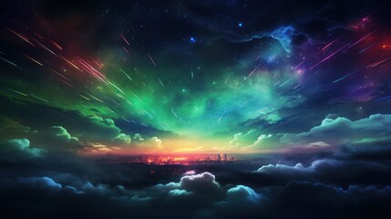 Wall Mural - Digital Aurora, Witnessing Abstract Phenomena in the Technological Sky