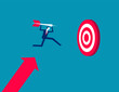 Business target achievement or success and reaching for target and goal concept