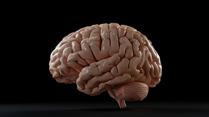 Realistic rendering of the human brain, showing frontal, parietal, and occipital lobes