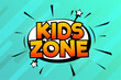 kids party zone banner in comic style