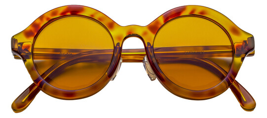 A pair of sunglasses with a yellow frame and a brown frame, cut out - stock png.