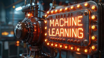 Wall Mural - Concept for a commercial background image on the topic of machine learning. Banner for advertising. Generative AI