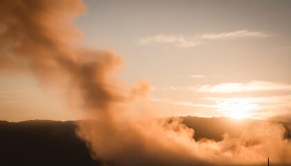 Wall Mural - orange smoke on black background