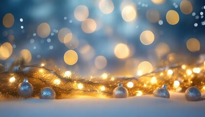 Sticker - christmas lightening and bokeh blue background