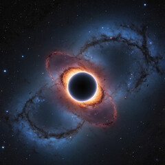 Wall Mural - 
Craft a mesmerizing, high-definition 3D illustration that vividly captures the immense power and gravitational pull emanating from a contemporary depiction of a black hole in space.