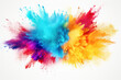 A vibrant explosion of colored powder captures a fleeting moment of chaos. AI Generative.
